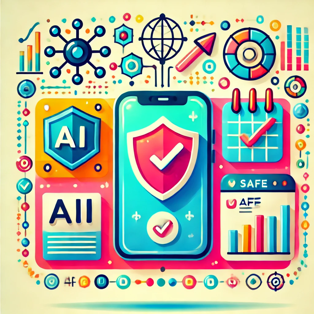 DALL·E 2024 10 04 19.32.21 A vibrant thumbnail image featuring modern technology tools like a smartphone AI symbol data charts and decision making elements such as checkmarks